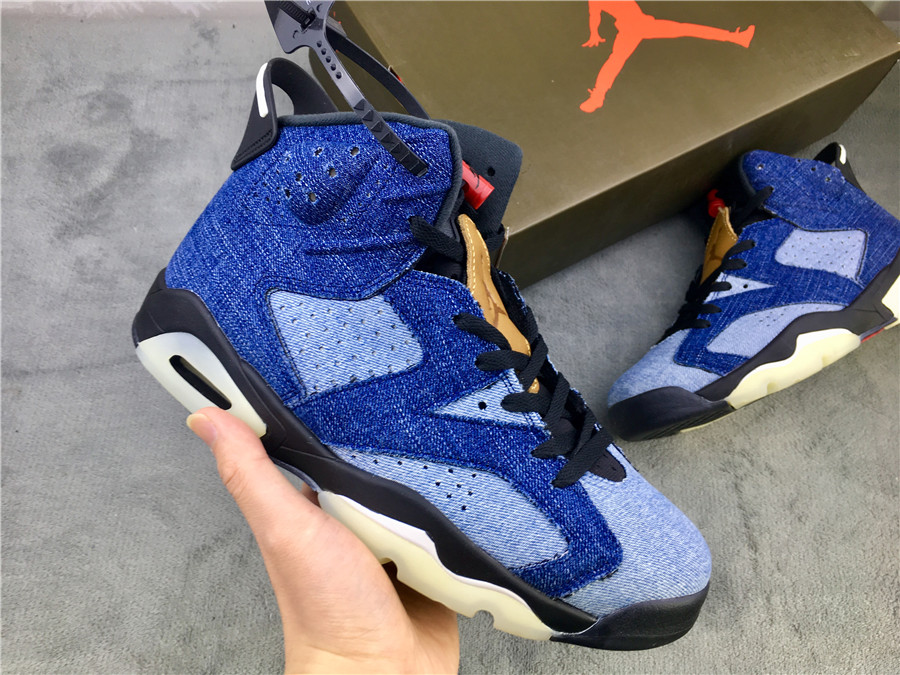 2020 Air Jordan 6 Washed Denim Blue Black Shoes - Click Image to Close